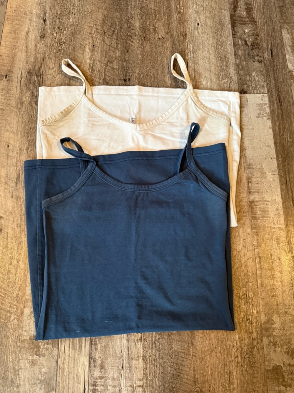 BKE Navy and Cream Double Tank Top Set